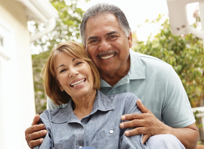 husband holding wife